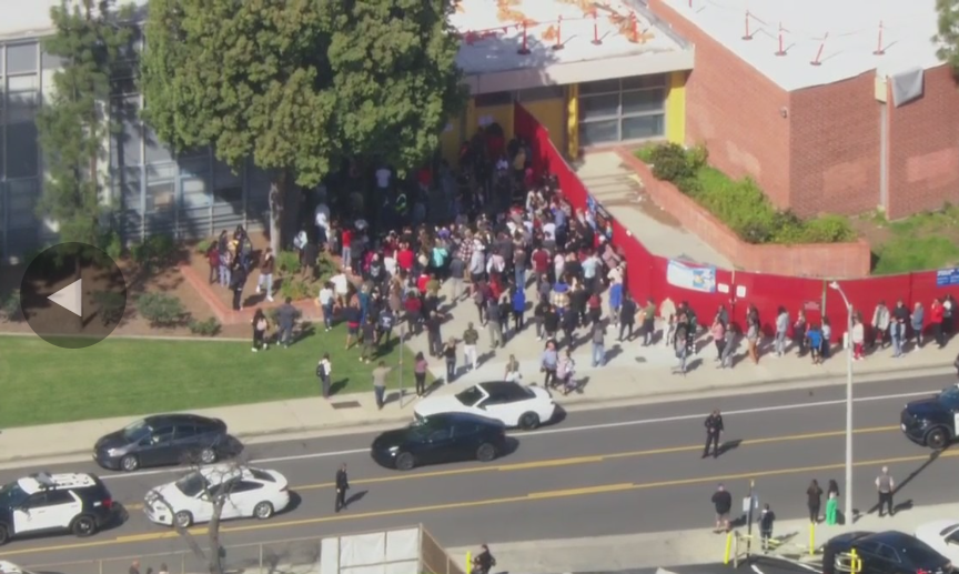 Image 1 of 2 ▼ a possible threat investigation is underway tuesday at taft hs in woodland hills