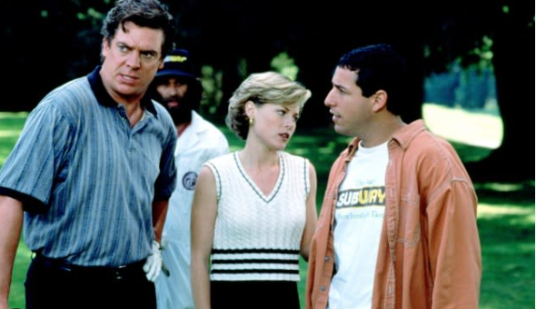 Adam sandler, julie bowen and christopher mcdonald in the 1996 sports comedy happy gilmore.