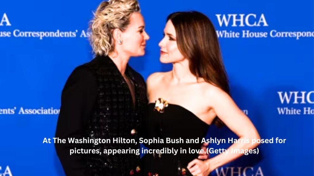 At the washington hilton, sophia bush and ashlyn harris posed for pictures, appearing incredibly in love. (getty images)