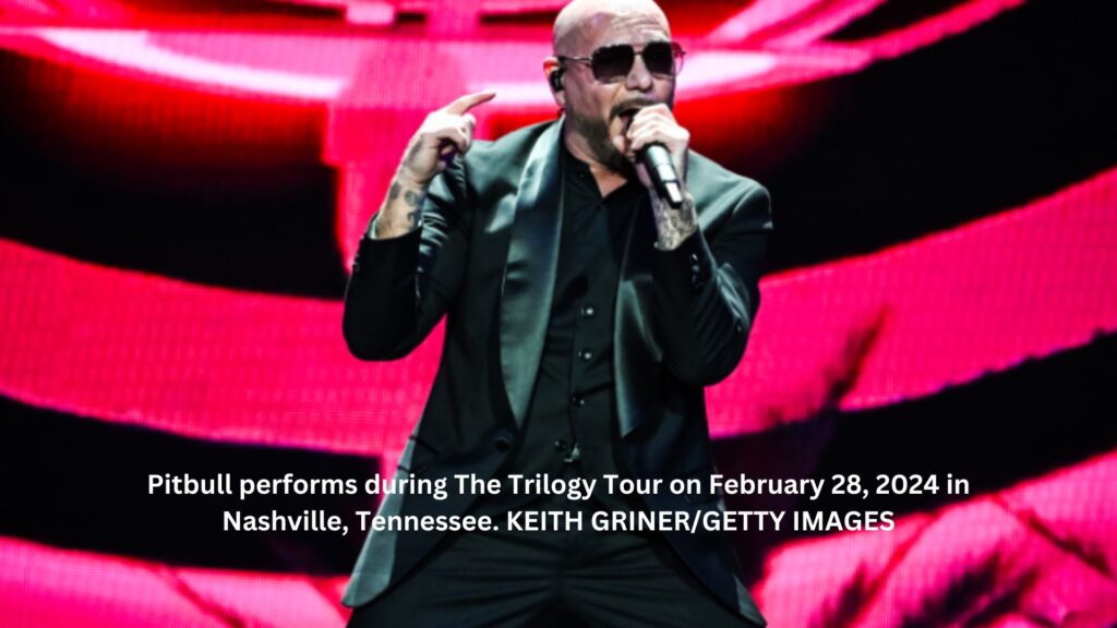 Pitbull performs during the trilogy tour on february 28, 2024 in nashville, tennessee. Keith griner/getty images