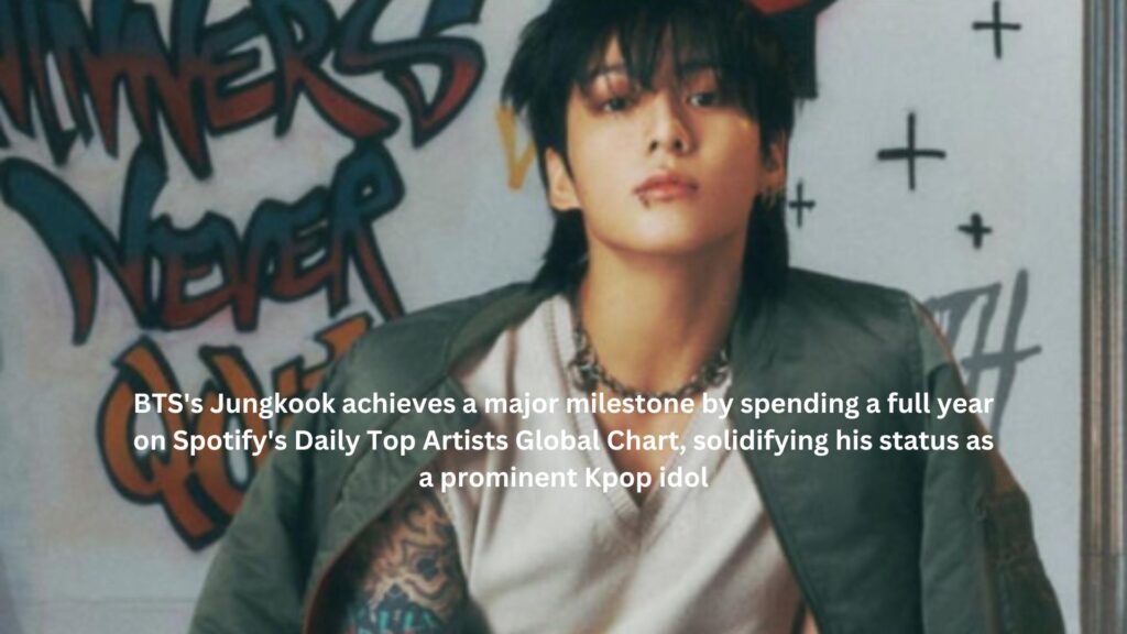 Btss jungkook achieves a major milestone by spending a full year on spotifys daily top artists global chart solidifying his status as a prominent kpop idol